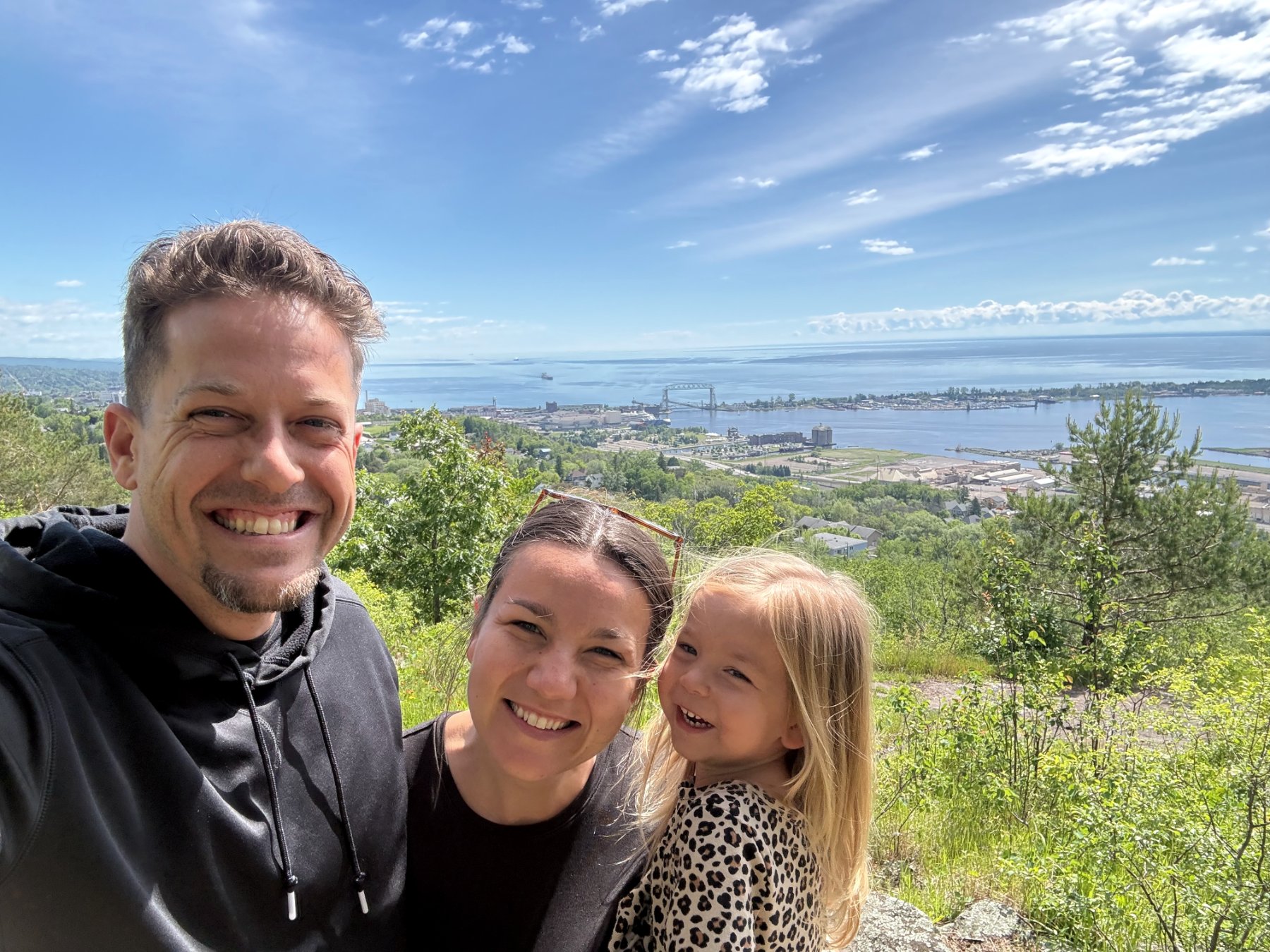 Zach with his family, overlooking Duluth