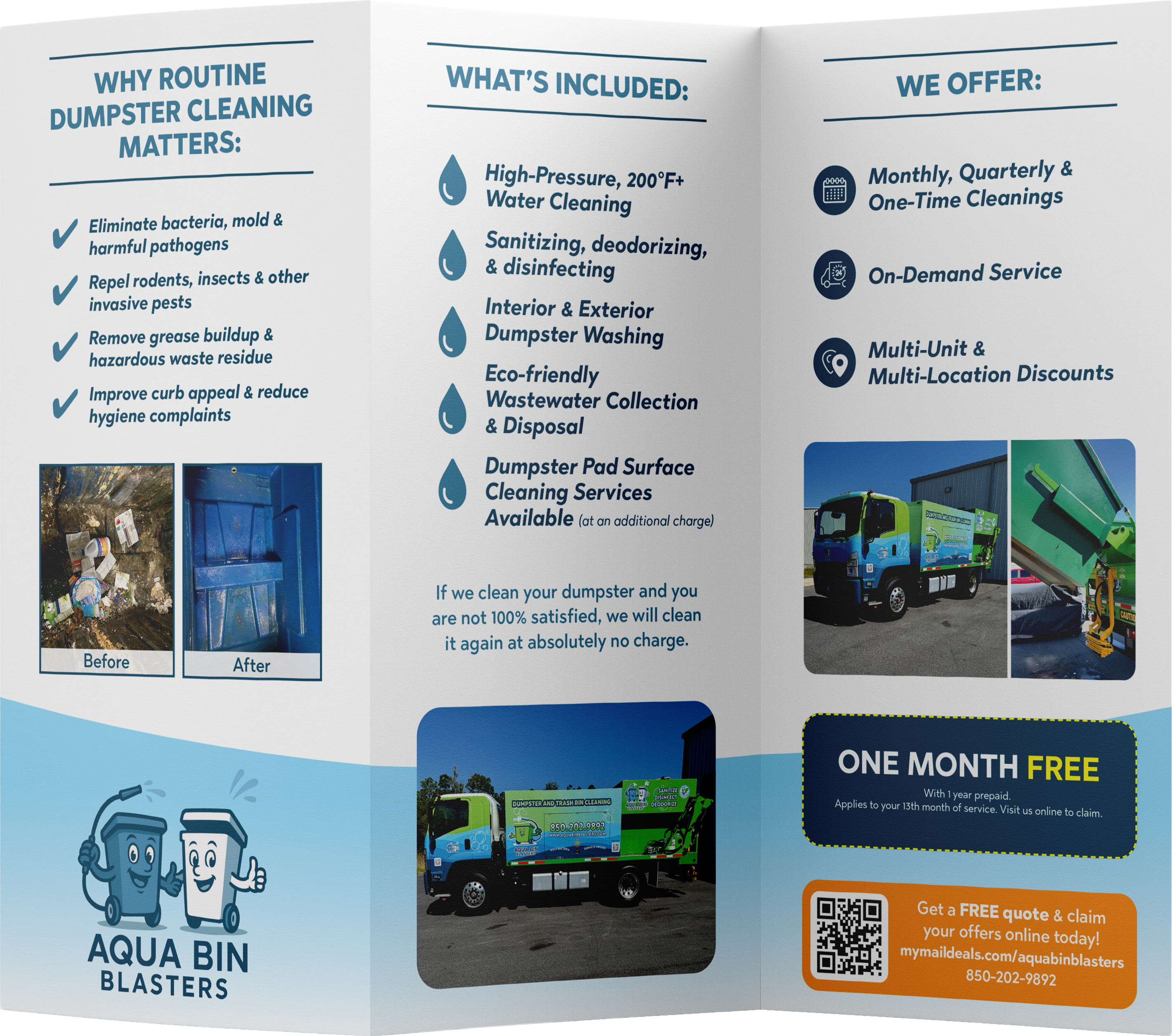 Aqua Bin Blasters trifold — inside