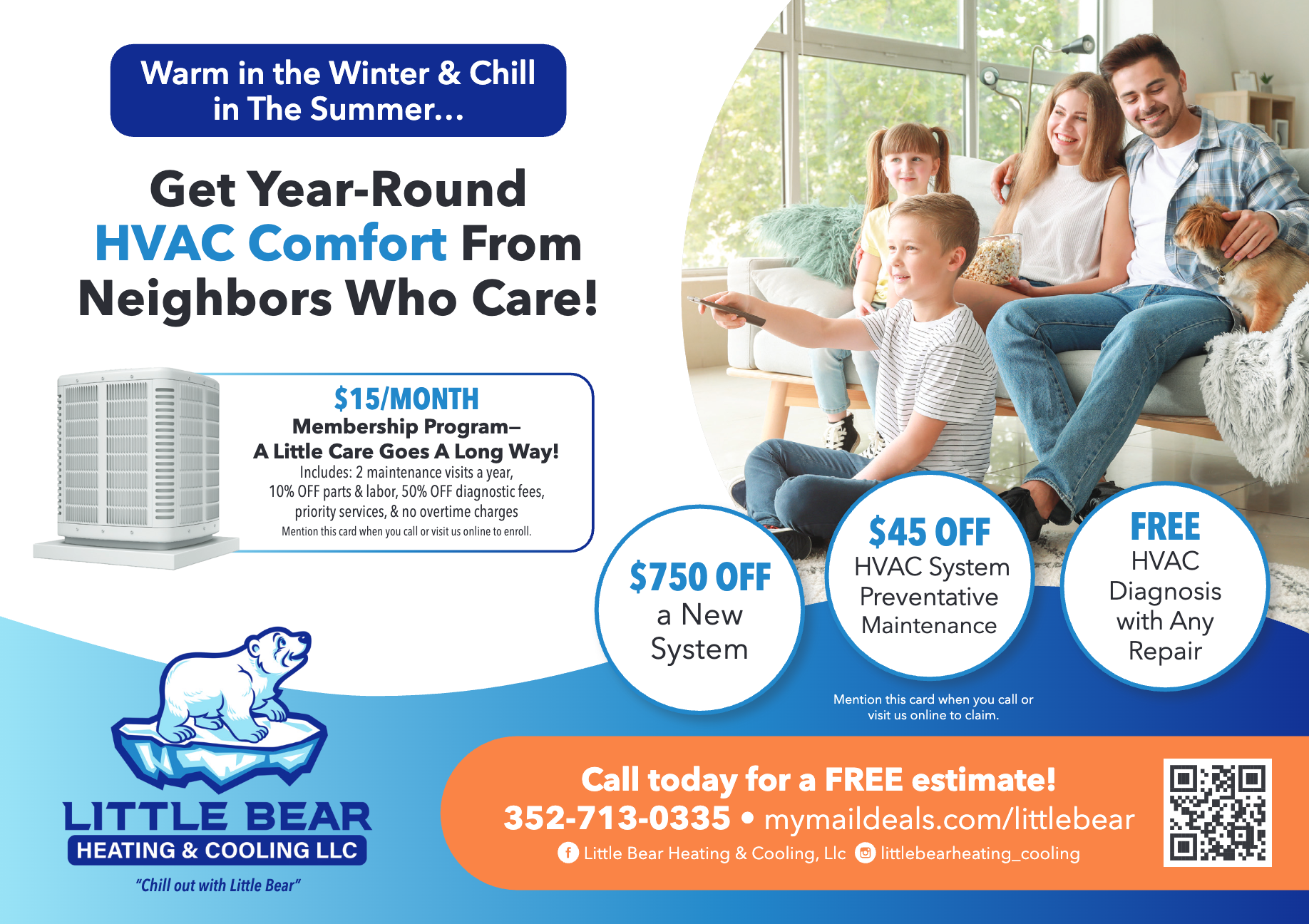 Little Bear Heating & Cooling postcard — front